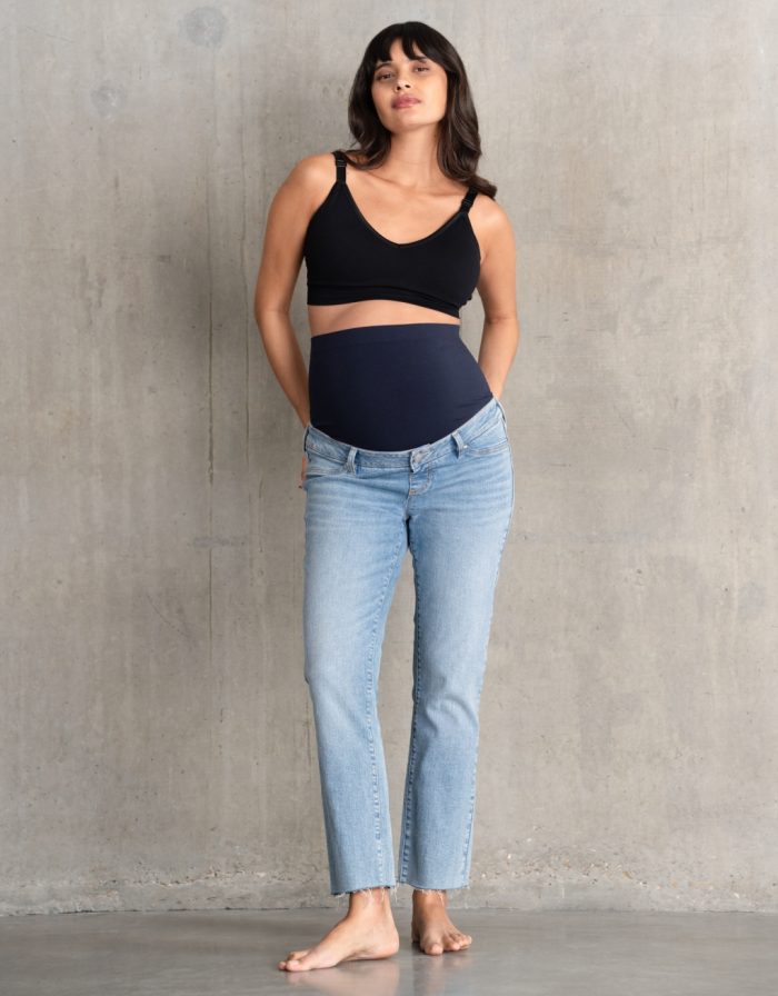 cropped jean τζιν εγκυμοσυνης seraphine σε light blue αποχρωση. πρακτικο μαλακο και οικονομικο. μεγαλα μεγεθη/Plus size.