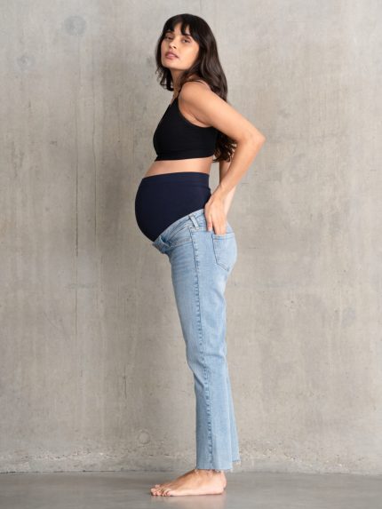 cropped jean τζιν εγκυμοσυνης seraphine σε light blue αποχρωση. πρακτικο μαλακο και οικονομικο. μεγαλα μεγεθη/Plus size.