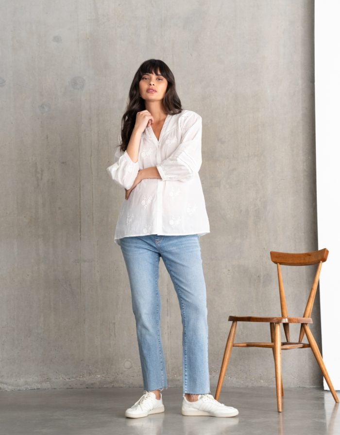 cropped jean τζιν εγκυμοσυνης seraphine σε light blue αποχρωση. πρακτικο μαλακο και οικονομικο. μεγαλα μεγεθη/Plus size.