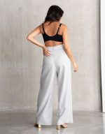 tailored wide leg φαρδυ παντελονι εγκυμοσυνης σε γκρι χρωμα. μεγαλα μεγεθη Plus size. οικονομικο.