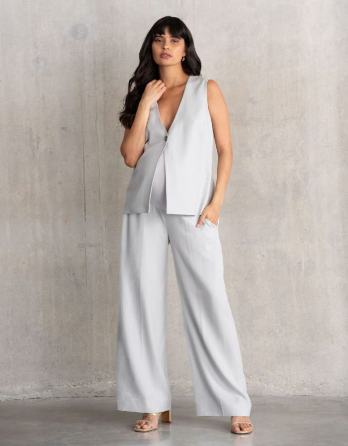 tailored wide leg φαρδυ παντελονι εγκυμοσυνης σε γκρι χρωμα. μεγαλα μεγεθη Plus size. οικονομικο.